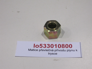 Covering nut of the gas supply to the nozzle