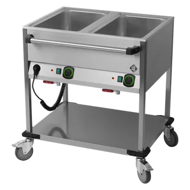 Bain marie trolley electric GN 2-1/1 controllers on longer side with rack  | RM - BMPD 2120