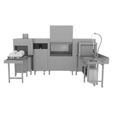 Rack conveyor dishwasher 270, cold water, left exit, corner pre-wash, corner dryer, heat recovery system | RM - XT 270 L P Z U Y