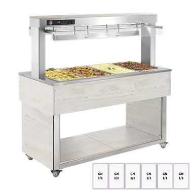 Food display island heated, bain marie tub GN 6-1/1 Hemlock | RM - TR RED+ 6H
