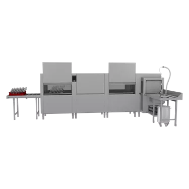 Rack conveyor dishwasher 300, cold water, left exit, corner pre-wash | RM - XT 300 L CTPWR