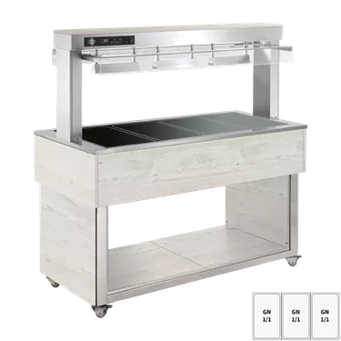 Food display island heated, glass ceramic GN 3-1/1 Hemlock | RM - TR BROWN+ 3H