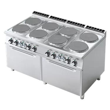Electric stove with static electric oven 2x GN 2/1 - 8x hot plate 400 V | RM - CF8-916ET