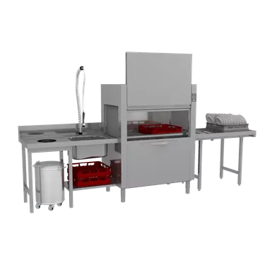 Rack conveyor dishwasher 160 racks/hour hot water, right exit | RM - CT 160 ABT RX