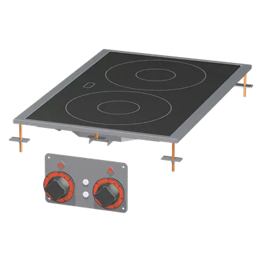 Cooking range glass ceramic drop-in electric 2x drop-in plate 400 V | RM - PCCD-64ET