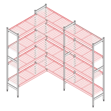 Aluminium shelf with polyethylen grids complete 577x1505 mm  | RM - Police 577 / 1505 mm