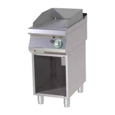 Fry-top griddle plate grooved chromed on open cabinet | RM - FTRC 740 G