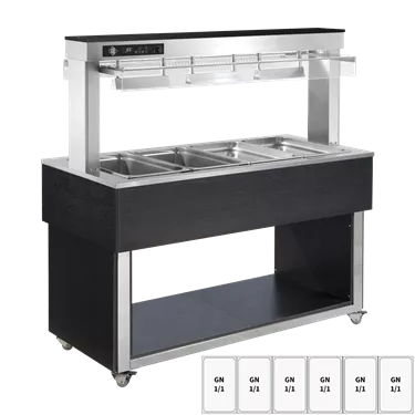 Food display island heated, bain marie tub GN 6-1/1 Wenge | RM - TR RED+ 6W
