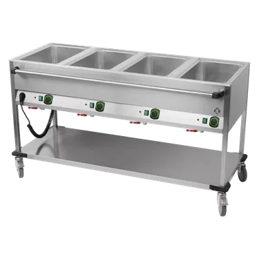 Bain marie trolley electric GN 4-1/1 controllers on longer side with rack  | RM - BMPD 4120