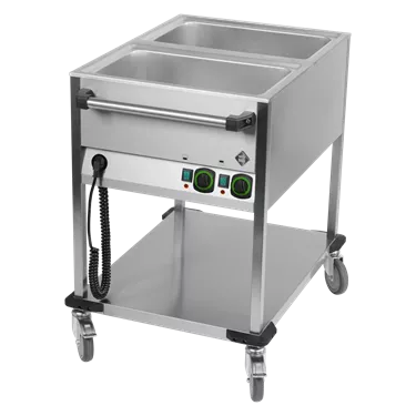 Bain marie trolley electric GN 2-1/1 controllers on shorter side with rack  | RM - BMPK 2120