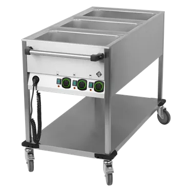 Bain marie trolley electric GN 3-1/1 controllers on shorter side with rack  | RM - BMPK 3120