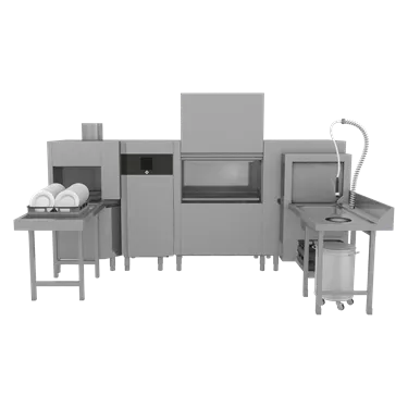 Rack conveyor dishwasher 270, cold water, left exit, corner pre-wash, corner dryer | RM - XT 270 L XTRS CTPWR