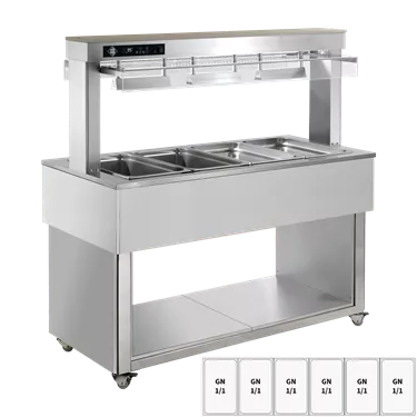 Food display island heated, bain marie tub GN 6-1/1 RAL | RM - TR RED+ 6R