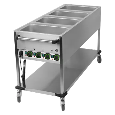 Bain marie trolley electric GN 4-1/1 controllers on shorter side with rack  | RM - BMPK 4120