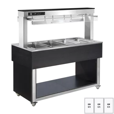 Food display island heated, bain marie tub GN 3-1/1 - 200 mm, Inox | RM - TR RED+ 3I