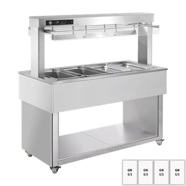 Food display island heated, dry tub GN 4-1/1 RAL | RM - TR ORANGE+ 4R