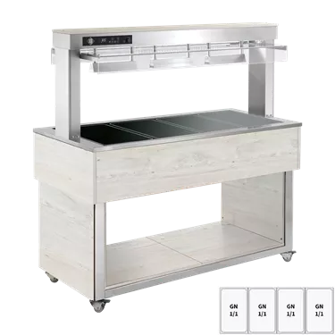Food display island heated, glass ceramic GN 4-1/1 Hemlock | RM - TR BROWN+ 4H