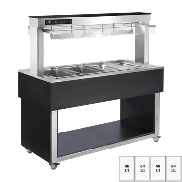 Food display island heated, bain marie tub GN 4-1/1 - 200 mm, Inox | RM - TR RED+ 4I