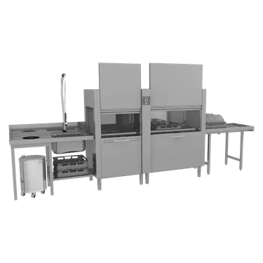Rack conveyor dishwasher 270 racks/hour hot water, left exit | RM - CT 270 ABT LX Y