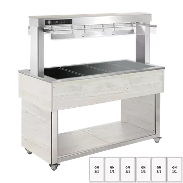 Food display island heated, glass ceramic GN 6-1/1 Hemlock | RM - TR BROWN+ 6H