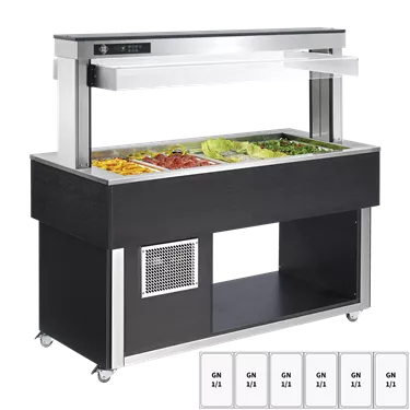 Food display island chilled GN 6-1/1 - 200 mm,  Wenge | RM - TR GREEN+ 6W