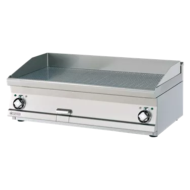 Fry-top griddle plate 100x45 electric chromed grooved without cabinet 400 V | RM - FTRT-610ETS