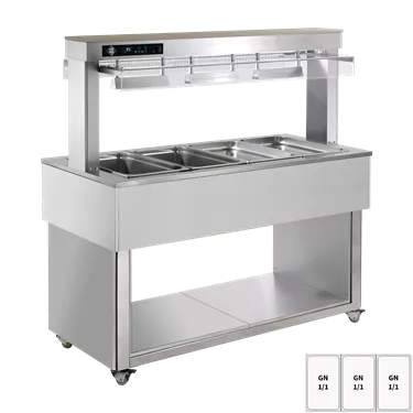 Food display island heated, bain marie tub GN 3-1/1 RAL | RM - TR RED+ 3R