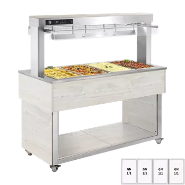 Food display island heated, bain marie tub GN 4-1/1 Hemlock | RM - TR RED+ 4H
