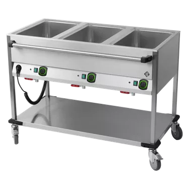 Bain marie trolley electric GN 3-1/1 controllers on longer side with rack  | RM - BMPD 3120