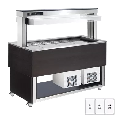 Food display island chilled, adjustable GN 3-1/1 Wenge | RM - TR BLUE+ 3W