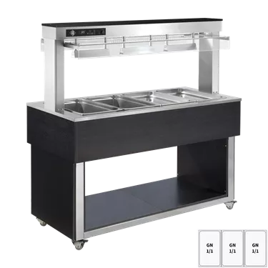 Food display island heated, bain marie tub GN 3-1/1 Wenge | RM - TR RED+ 3W