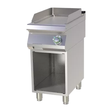 Fry-top griddle plate smooth chromed on open cabinet | RM - FTHC 740 E