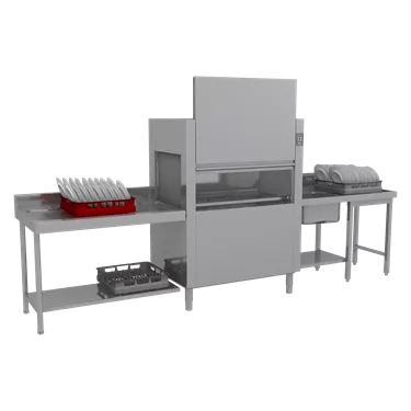 Rack conveyor dishwasher 120 racks/hour hot water, right exit | RM - CT 120 RX