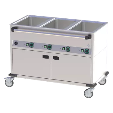 Bain marie trolley electric GN 3-1/1 heated cupboard controllers on longer side | RM - BMPD 3120 CSH
